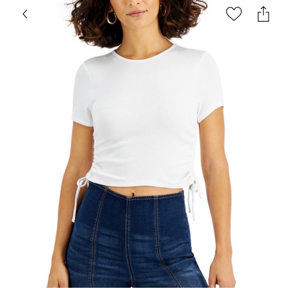 Bar III women’s drawstring-rushed T shirt - XS